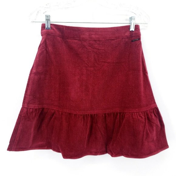 NUMPH Ruffle Corduroy Red Fired Berries Skirt - Picture 4 of 7